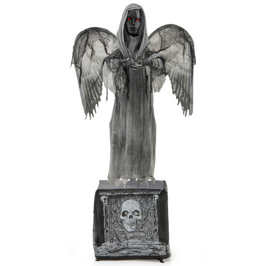 5.5ft Halloween Animatronic Decoration with Light Up Eyes and Shaking Wings - Color: Gray - Size: 5.5 ft