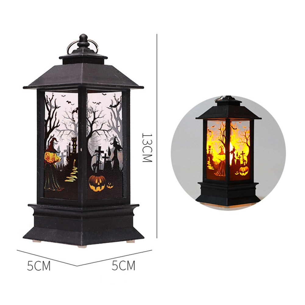 Halloween Led Electronic Candles Light Vintage Witch Castle Pumpkin Ornament for Halloween Party