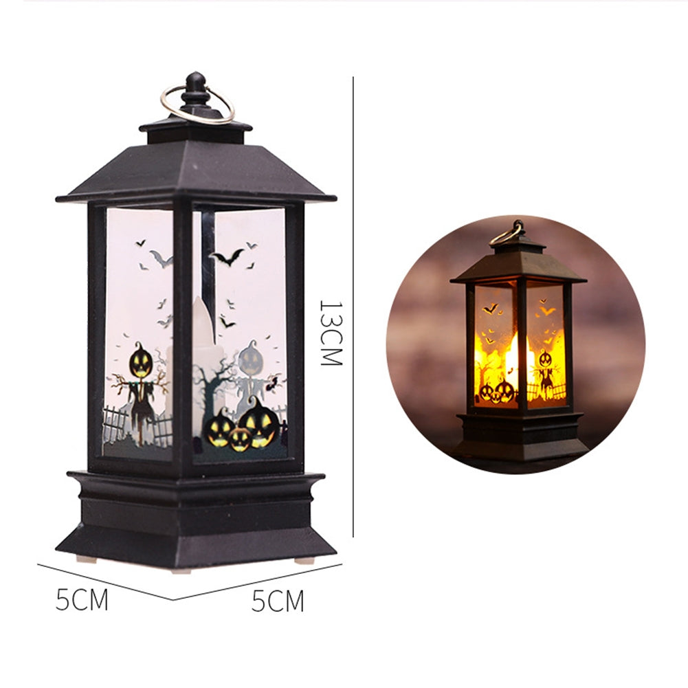 Halloween Led Electronic Candles Light Vintage Witch Castle Pumpkin Ornament for Halloween Party