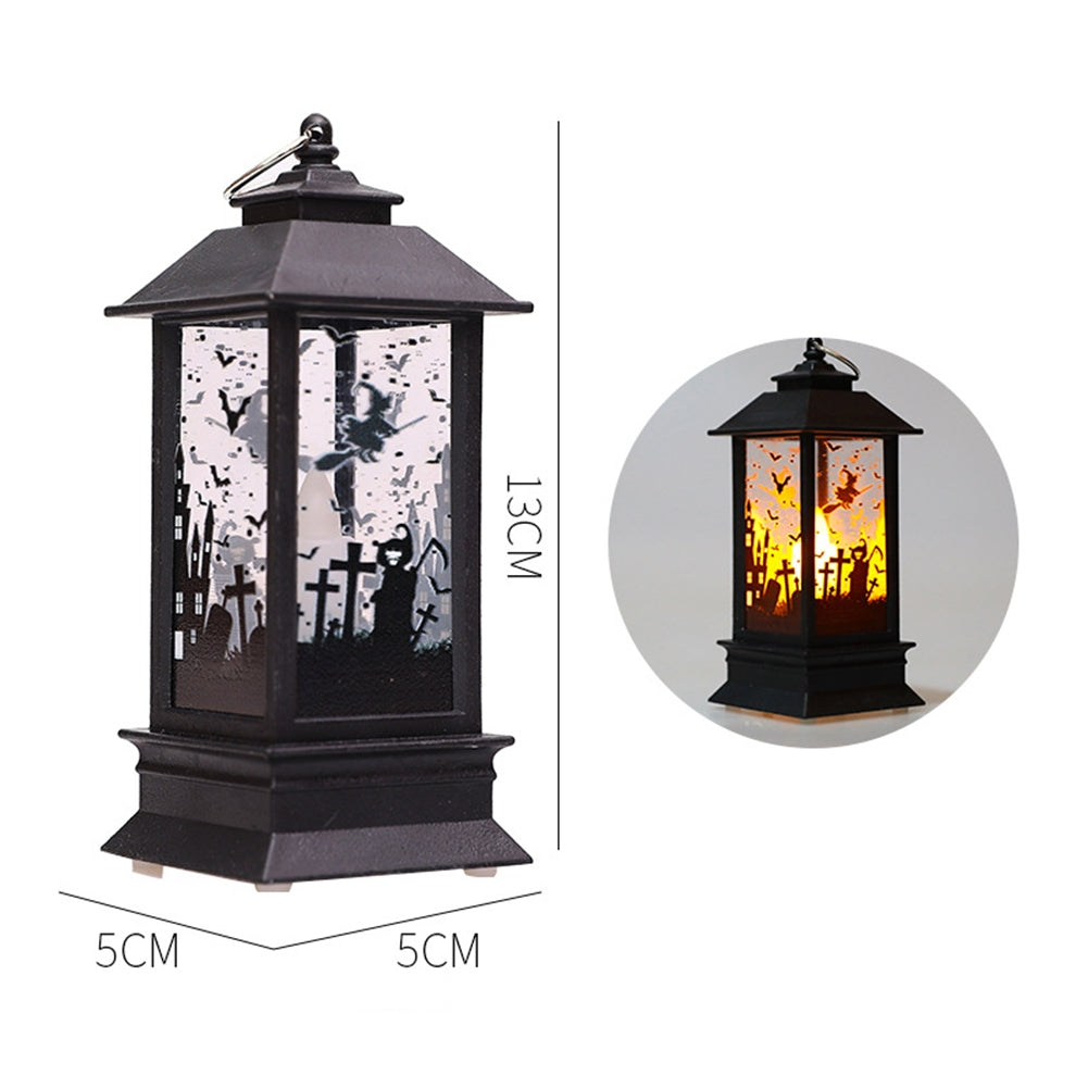 Halloween Led Electronic Candles Light Vintage Witch Castle Pumpkin Ornament for Halloween Party
