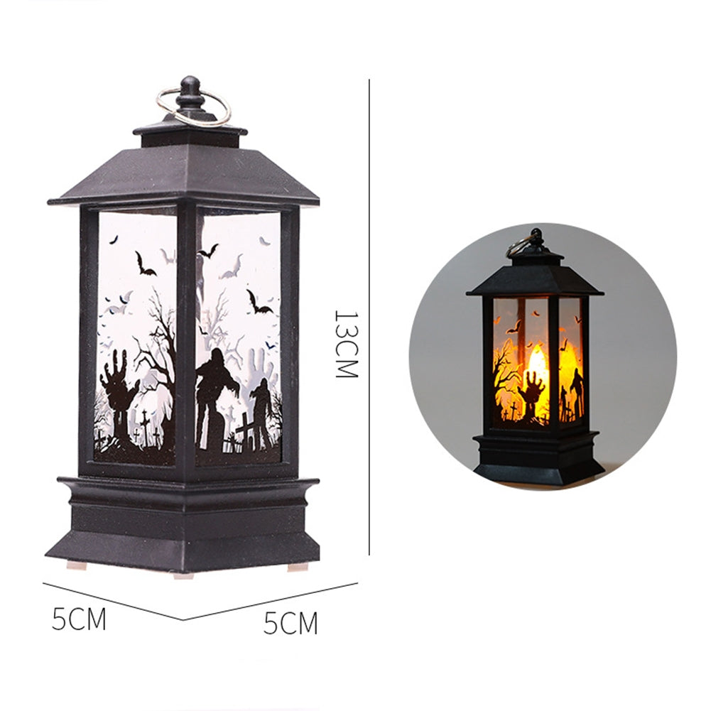 Halloween Led Electronic Candles Light Vintage Witch Castle Pumpkin Ornament for Halloween Party