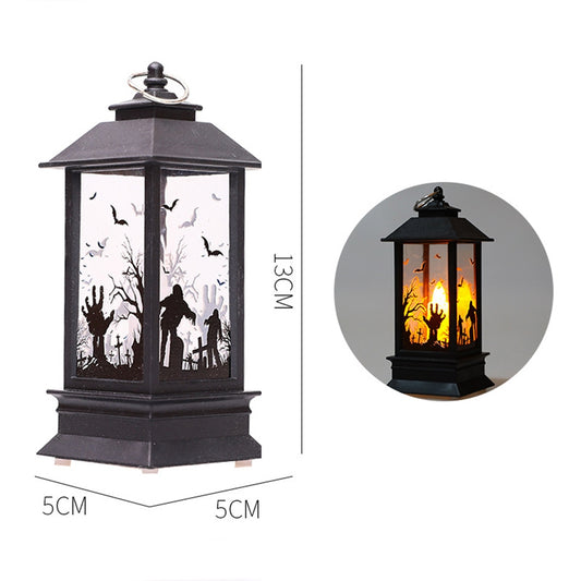 Halloween Led Electronic Candles Light Vintage Witch Castle Pumpkin Ornament for Halloween Party