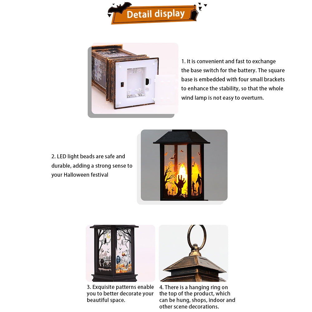 Halloween Led Electronic Candles Light Vintage Witch Castle Pumpkin Ornament for Halloween Party