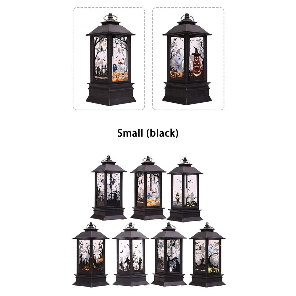 Halloween Led Electronic Candles Light Vintage Witch Castle Pumpkin Ornament for Halloween Party