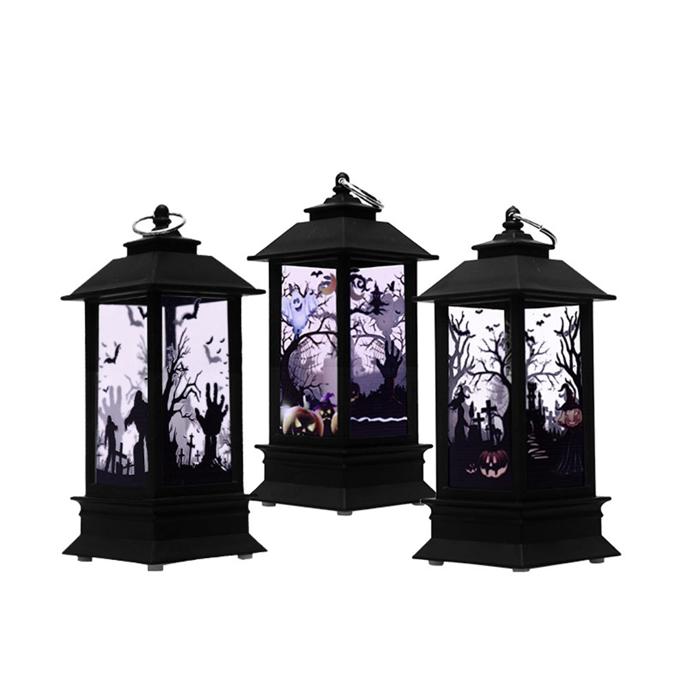 Halloween Led Electronic Candles Light Vintage Witch Castle Pumpkin Ornament for Halloween Party